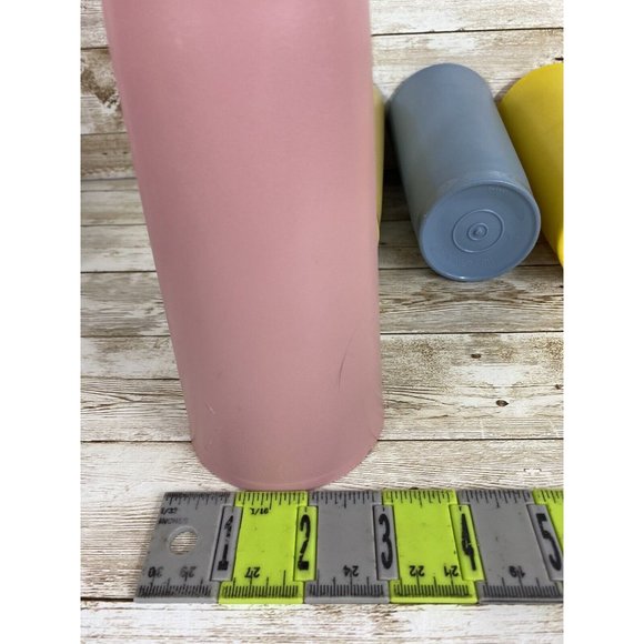 Tupperware Pastel Tumblers Cup 1348 18oz Set of 4 Tan Pink Blue Yellow - Picture 8 of 12